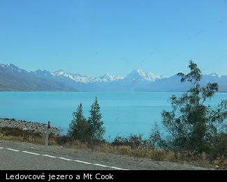 Ledovcové jezero a Mt Cook